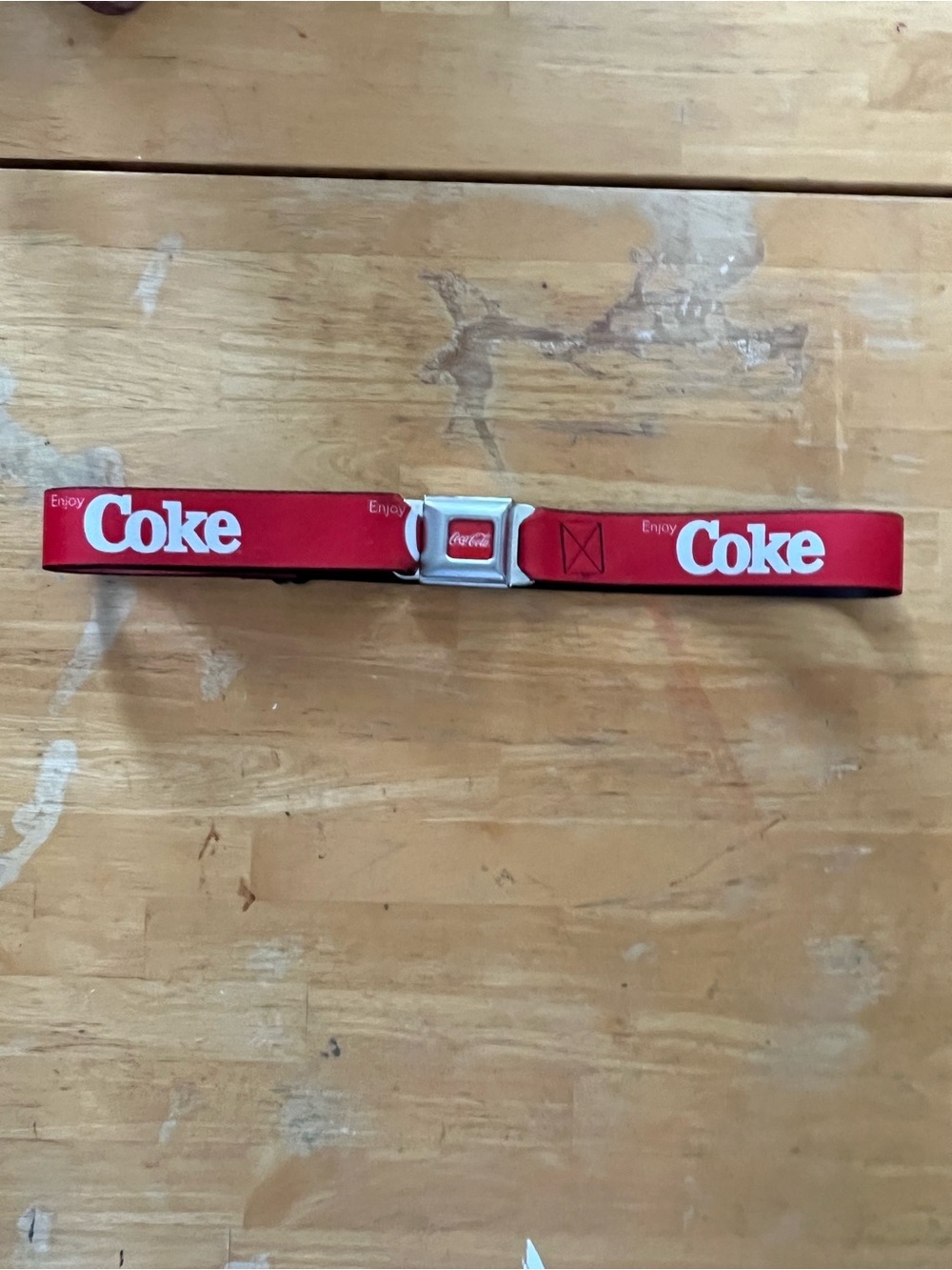 Coca-Cola Red and White Logo Belt with Branded Buckle
